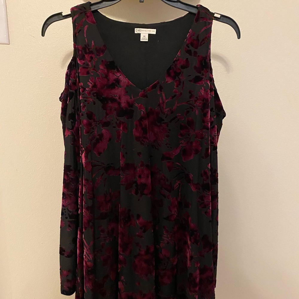 Black and maroon velvet dress